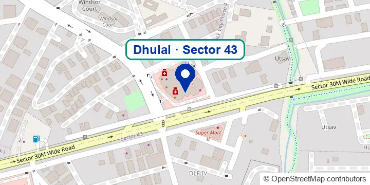 Map showing Dhulai Sector 43, Gurugram