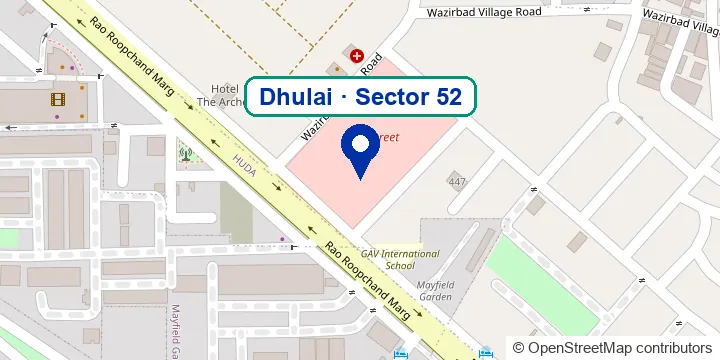 Map showing Dhulai Sector 52, Gurugram